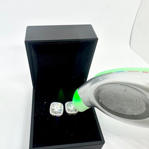 Huge GRA Moissanite Diamond Earrings Micro Pave Halo Set 18K White Finish 6 Ct - Picture 3 of 12